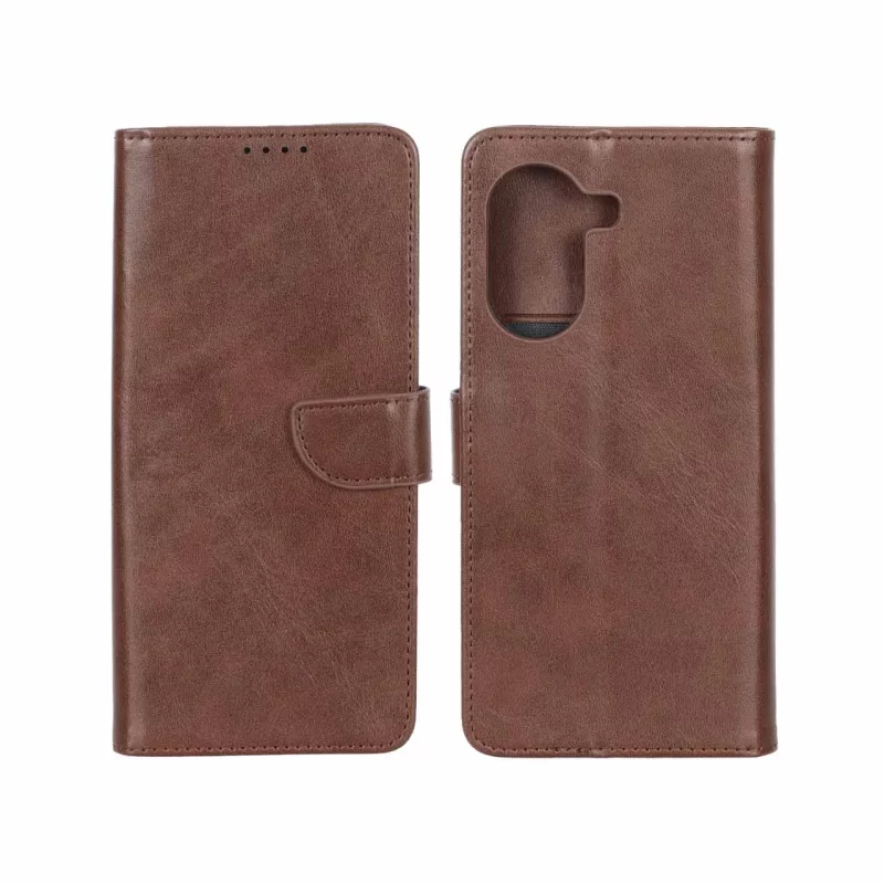 کیف چرمی موبایل مگنتی محافظ لنزدار Xiaomi Poco X7 Pro - قهوه ای - تصویر 2