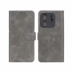 کیف چرمی موبایل مگنتی محافظ لنزدار Xiaomi Redmi Note 14 4G - خاکستری