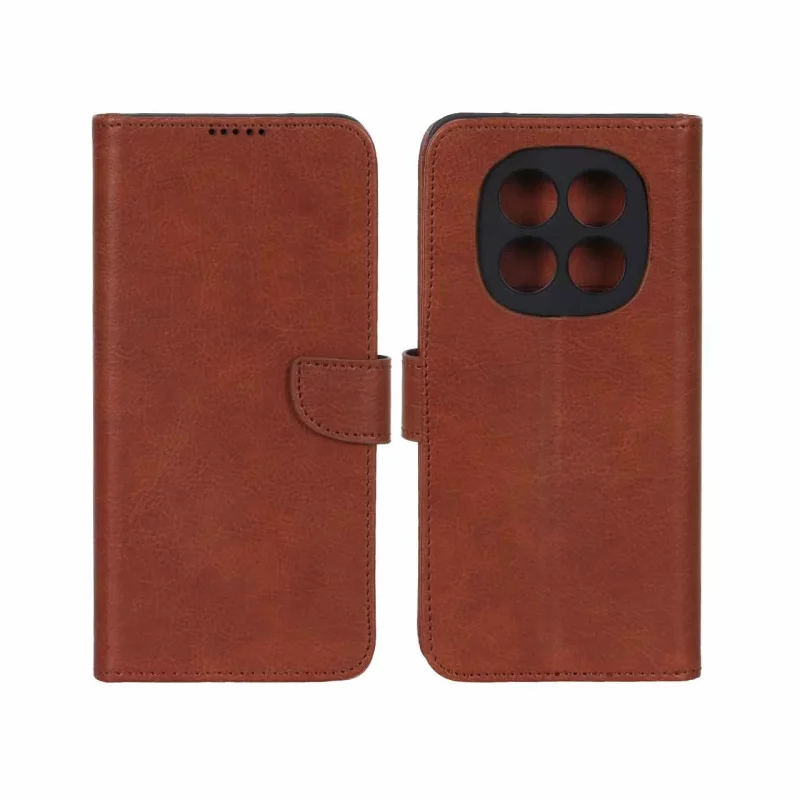 کیف چرمی موبایل مگنتی محافظ لنزدار KRF مدل Xiaomi Redmi Note 15 - قهوه ای - تصویر 2