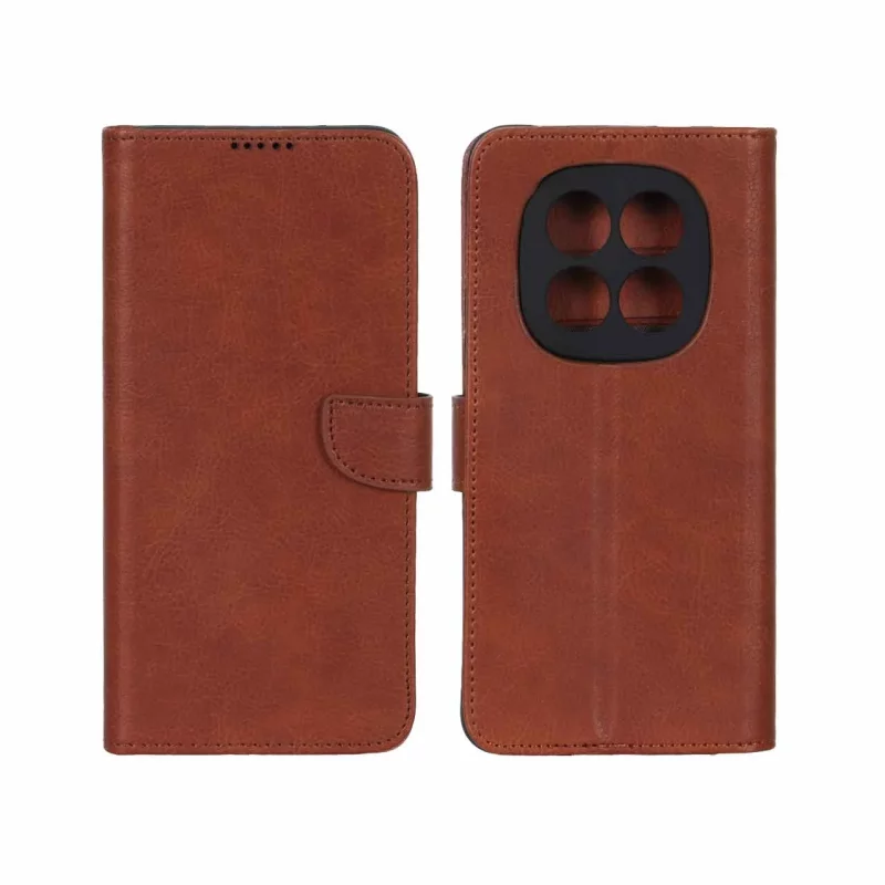 کیف چرمی موبایل مگنتی محافظ لنزدار KRF مدل Xiaomi Redmi Note 15 Pro 4G - قهوه ای - تصویر 2