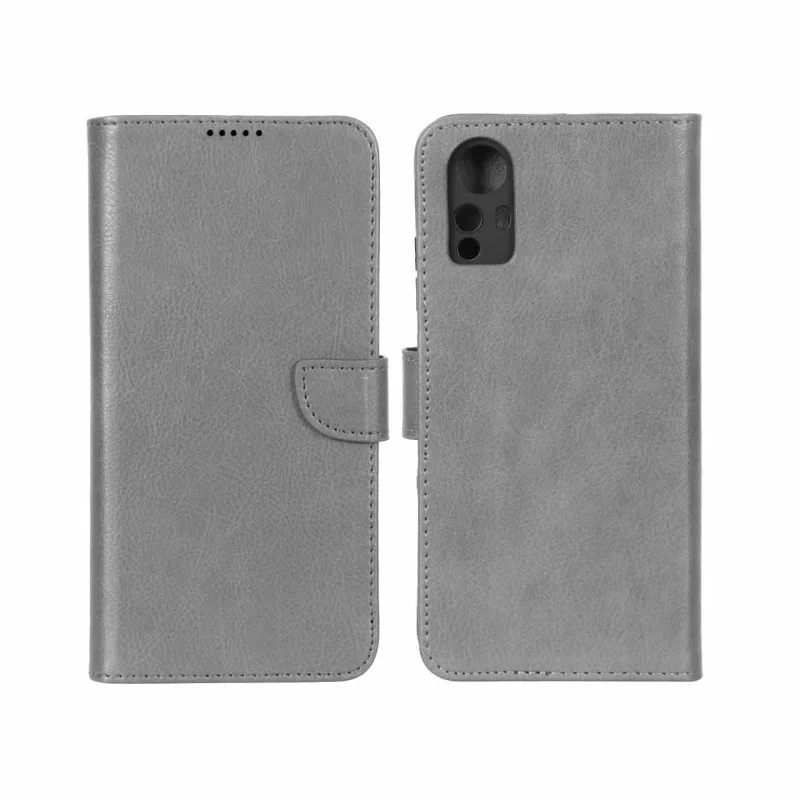 کیف چرمی موبایل مگنتی محافظ لنزدار KRF مدل Xiaomi Redmi Note 12S - طوسی - تصویر 2
