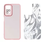 قاب ژله ای لنز گلس دار با کاور اطلسی Xiaomi Redmi Note 11 4G / Redmi Note 11S - صورتی