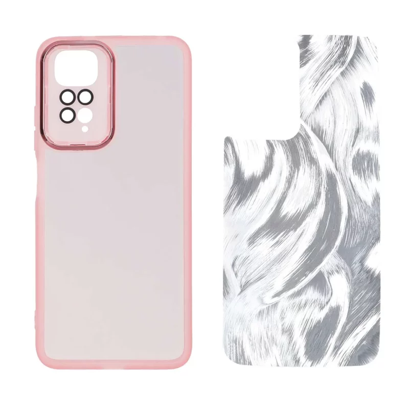 قاب ژله ای لنز گلس دار با کاور اطلسی Xiaomi Redmi Note 11 4G / Redmi Note 11S - صورتی - تصویر 2