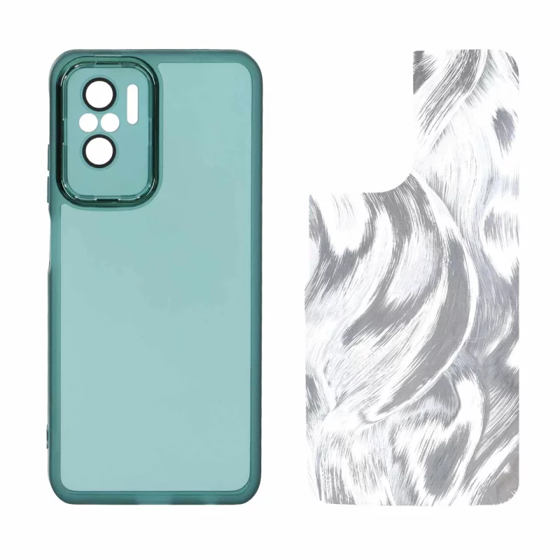 قاب ژله ای لنز گلس دار با کاور اطلسی Xiaomi Redmi Note 10 4G / Redmi Note 10S / Poco M5S - سبز - تصویر 2