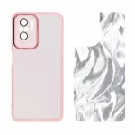 قاب ژله ای لنز گلس دار با کاور اطلسی Xiaomi Redmi Note 10 4G / Redmi Note 10S / Poco M5S - صورتی
