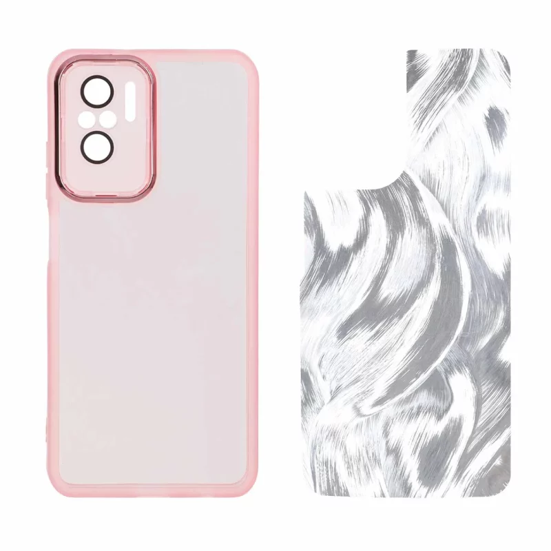 قاب ژله ای لنز گلس دار با کاور اطلسی Xiaomi Redmi Note 10 4G / Redmi Note 10S / Poco M5S - صورتی - تصویر 2