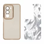 قاب ژله ای لنز گلس دار با کاور اطلسی Xiaomi Redmi 15 4G - طلایی