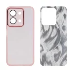قاب ژله ای لنز گلس دار با کاور اطلسی Xiaomi Redmi 15C / Poco C85 - صورتی