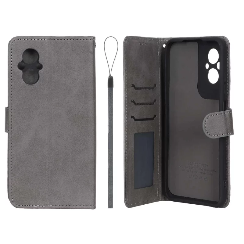 کیف موبایل مگنتی درجه یک داخل خز MNC Plus مدل Xiaomi Poco M5 - خاکستری - تصویر 2