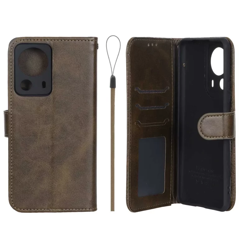 کیف موبایل مگنتی درجه یک داخل خز MNC Plus مدل Xiaomi Mi 13 Lite - سبز زیتونی - تصویر 2