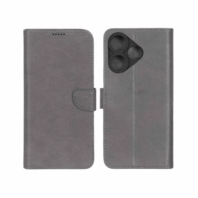 کیف چرمی موبایل مگنتی محافظ لنزدار KRF مدل Xiaomi Redmi 13X / Redmi 13 4G / Poco M6 4G - طوسی - تصویر 2