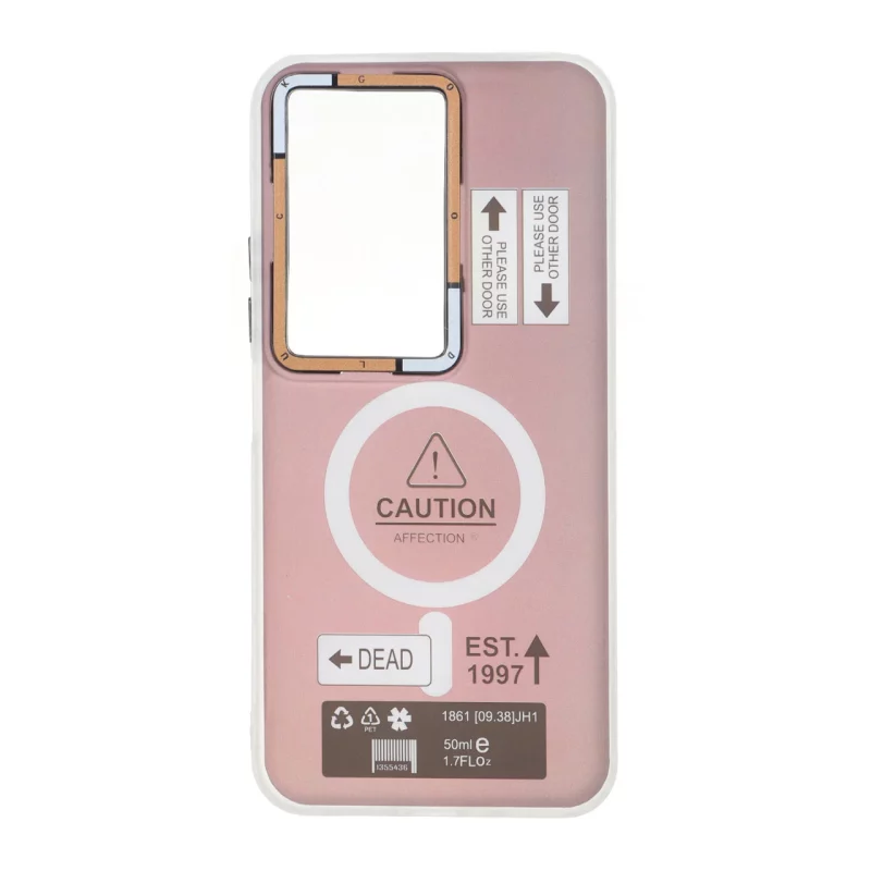 قاب Caution دور مات طرح مگ سیف Xiaomi Redmi 15 4G - زرشکی - تصویر 2