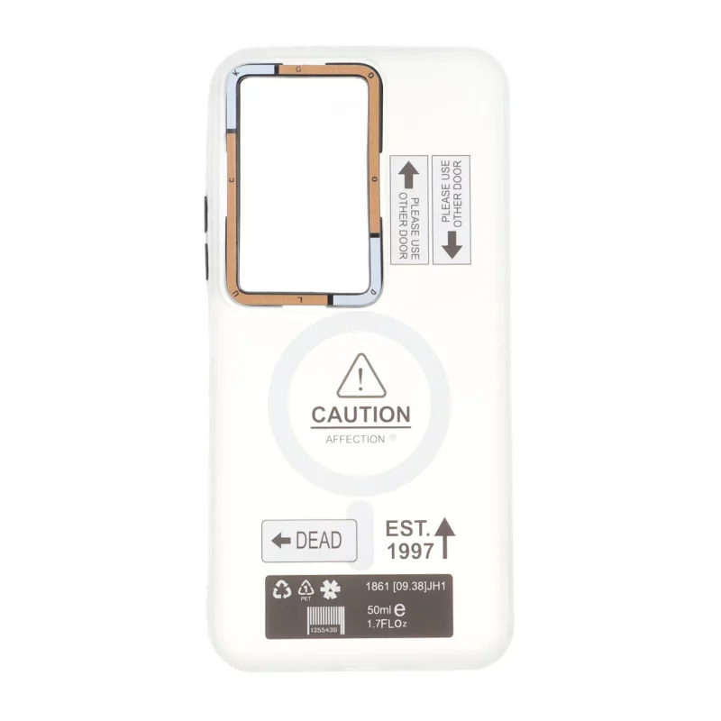 قاب Caution دور مات طرح مگ سیف Xiaomi Redmi 15 4G - سفید - تصویر 2