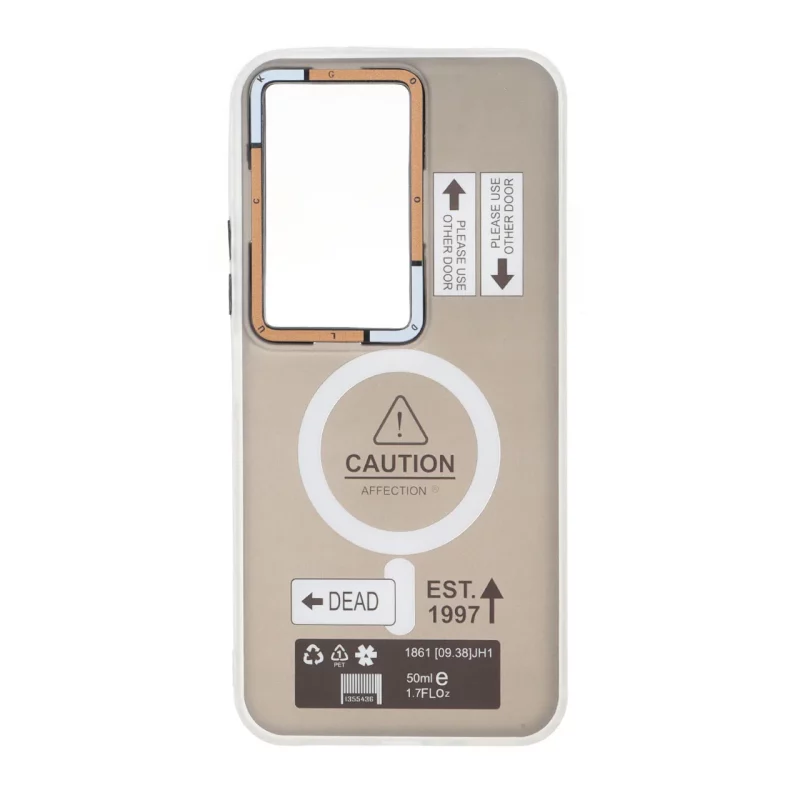 قاب Caution دور مات طرح مگ سیف Xiaomi Redmi 15 4G - مشکی - تصویر 2