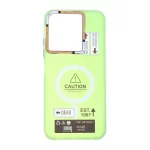 قاب Caution دور مات طرح مگ سیف Xiaomi Redmi 15C / Poco C85 - سبز