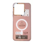 قاب Caution دور مات طرح مگ سیف Xiaomi Redmi 15C / Poco C85 - زرشکی