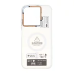 قاب Caution دور مات طرح مگ سیف Xiaomi Redmi 15C / Poco C85 - سفید