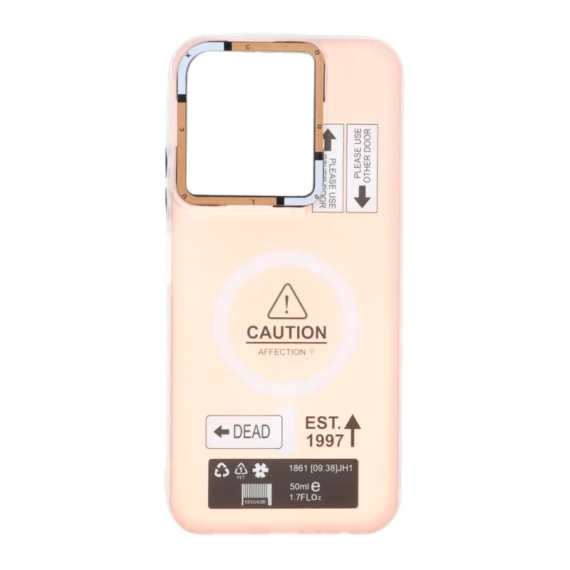 قاب Caution دور مات طرح مگ سیف Xiaomi Redmi 15C / Poco C85 - صورتی - تصویر 2