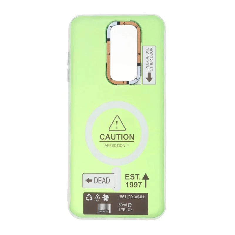 قاب Caution دور مات طرح مگ سیف Xiaomi Redmi Note 8 Pro - سبز - تصویر 2