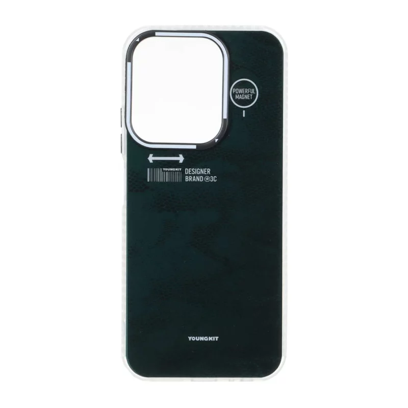 قاب Youngkit طرح بارکد پوست ماری دور مات Xiaomi Redmi 15C / Poco C85 - سبز تیره - تصویر 2