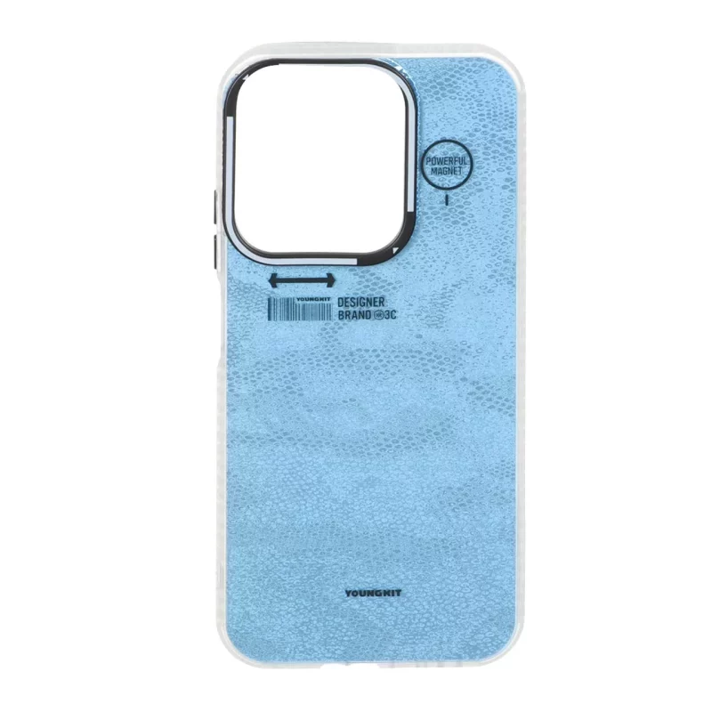 قاب Youngkit طرح بارکد پوست ماری دور مات Xiaomi Redmi 15C / Poco C85 - آبی آسمانی - تصویر 2
