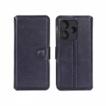کیف موبایل چرمی مگنتی محافظ لنزدار Xiaomi Redmi 13X / Redmi 13 4G / Poco M6 4G - سرمه ای