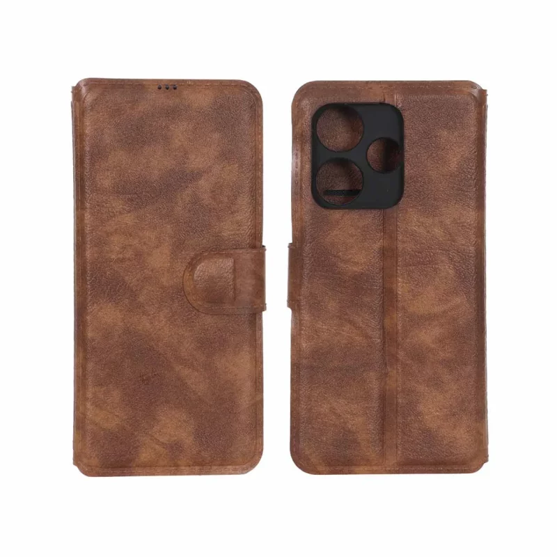کیف موبایل چرمی مگنتی محافظ لنزدار Xiaomi Redmi 13X / Redmi 13 4G / Poco M6 4G - قهوه ای کد 1 - تصویر 2
