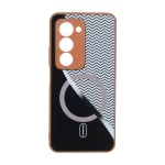قاب زیگزاگ براق طرح مگ سیف محافظ لنزدار Xiaomi Redmi 15 4G - عسلی