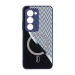 قاب زیگزاگ براق طرح مگ سیف محافظ لنزدار Xiaomi Redmi 15 4G - سرمه ای