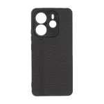 قاب طرح چرم دوخت خطی محافظ لنزدار Xiaomi Redmi Note 14 4G - مشکی
