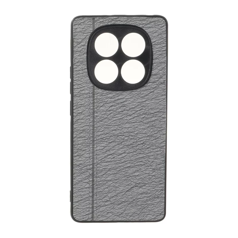 قاب طرح چرم دوخت خطی محافظ لنزدار Xiaomi Redmi Note 14 Pro 4G - طوسی - تصویر 2