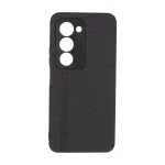 قاب طرح چرم دوخت خطی محافظ لنزدار Xiaomi Redmi 15 4G - مشکی