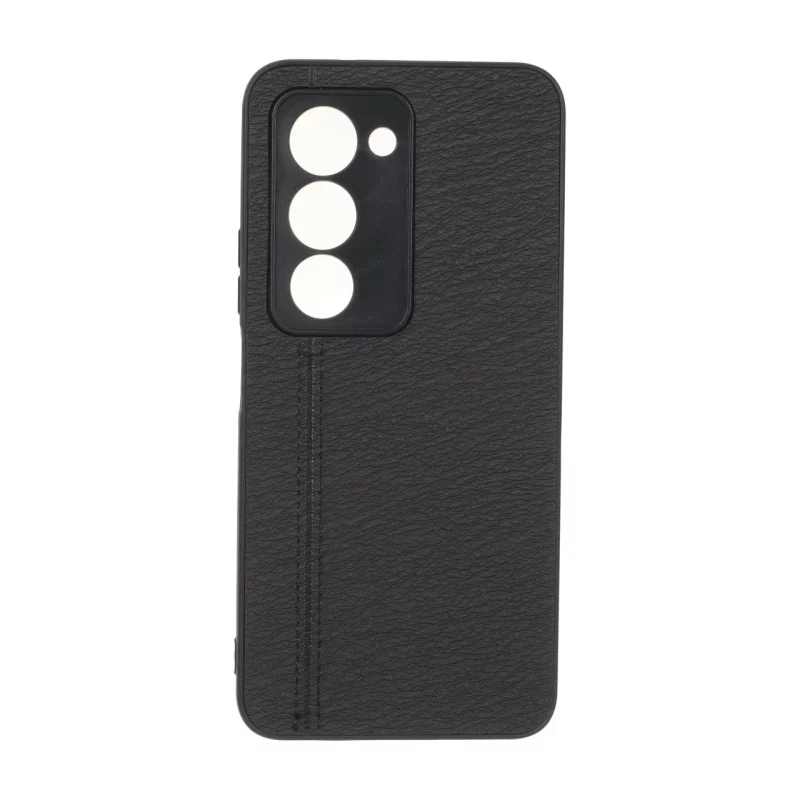 قاب طرح چرم دوخت خطی محافظ لنزدار Xiaomi Redmi 15 4G - مشکی - تصویر 2