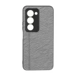قاب طرح چرم دوخت خطی محافظ لنزدار Xiaomi Redmi 15 4G - طوسی