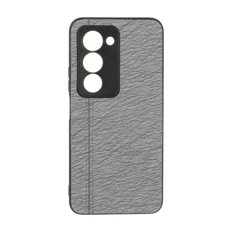قاب طرح چرم دوخت خطی محافظ لنزدار Xiaomi Redmi 15 4G - طوسی - تصویر 2