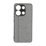 قاب طرح چرم دوخت خطی محافظ لنزدار Xiaomi Redmi Note 13 4G - طوسی
