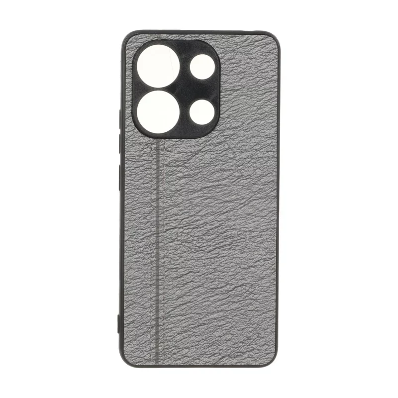 قاب طرح چرم دوخت خطی محافظ لنزدار Xiaomi Redmi Note 13 4G - طوسی - تصویر 2