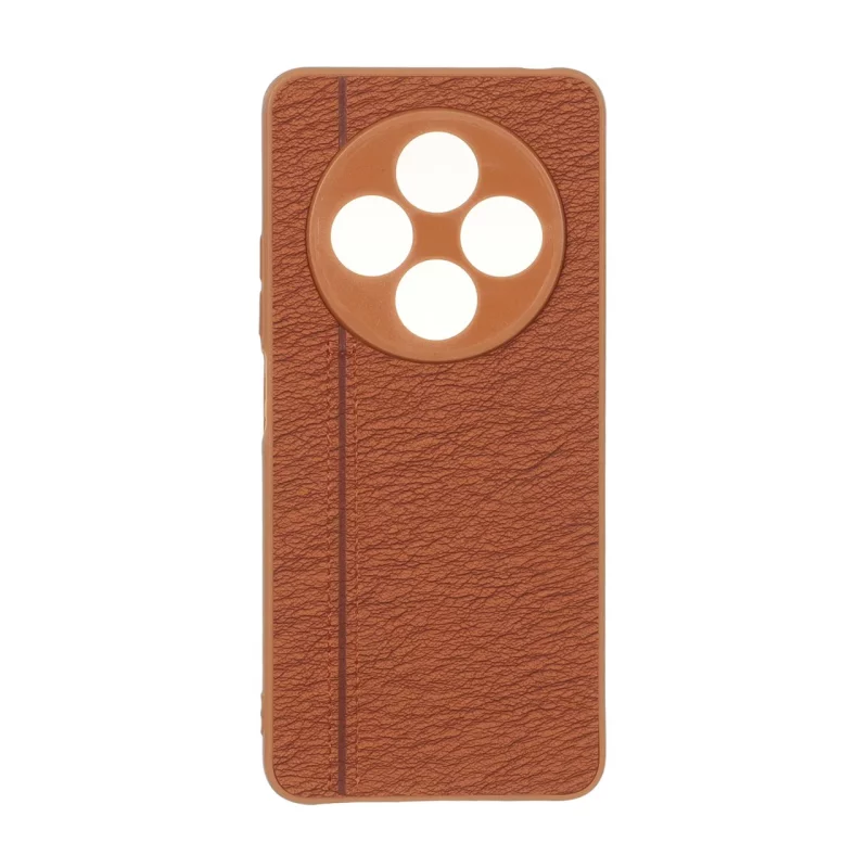 قاب طرح چرم دوخت خطی محافظ لنزدار Xiaomi Redmi 14C / Redmi A4 / Poco C75 - قهوه ای روشن - تصویر 2