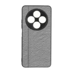 قاب طرح چرم دوخت خطی محافظ لنزدار Xiaomi Redmi 14C / Redmi A4 / Poco C75 - طوسی