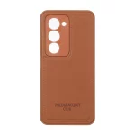 قاب چرمی Polo طرح دوخت محافظ لنزدار Xiaomi Redmi 15 4G - قهوه ای