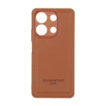 قاب چرمی Polo طرح دوخت محافظ لنزدار Xiaomi Redmi Note 13 4G - قهوه ای