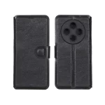 کیف موبایل چرمی مگنتی محافظ لنزدار Xiaomi Redmi 14C / Redmi A4 / Poco C75 - مشکی کد 1