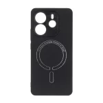 قاب سوزنی طرح مگ سیف نقره ای محافظ لنزدار Xiaomi Redmi Note 14 4G - مشکی