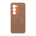 قاب سوزنی طرح مگ سیف نقره ای محافظ لنزدار Xiaomi Redmi 15 4G - عسلی