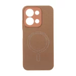 قاب سوزنی طرح مگ سیف نقره ای محافظ لنزدار Xiaomi Redmi 15C / Poco C85 - عسلی