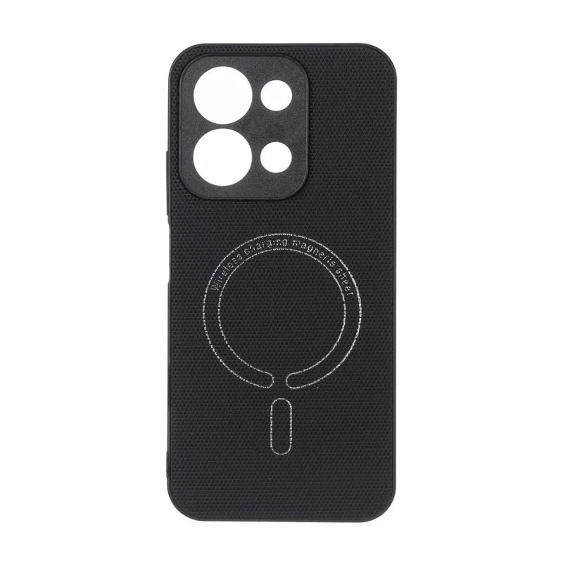 قاب سوزنی طرح مگ سیف نقره ای محافظ لنزدار Xiaomi Redmi 15C / Poco C85 - مشکی - تصویر 2