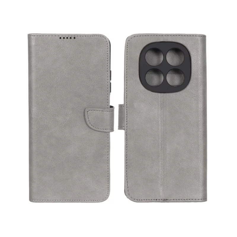 کیف چرمی موبایل مگنتی محافظ لنزدار KRF مدل Xiaomi Redmi Note 14 Pro 4G - طوسی - تصویر 2