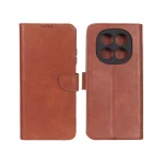 کیف چرمی موبایل مگنتی محافظ لنزدار KRF مدل Xiaomi Redmi Note 14 Pro 4G - قهوه ای