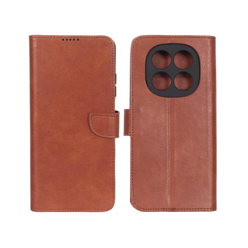 کیف چرمی موبایل مگنتی محافظ لنزدار KRF مدل Xiaomi Redmi Note 14 Pro 4G - قهوه ای - تصویر 2