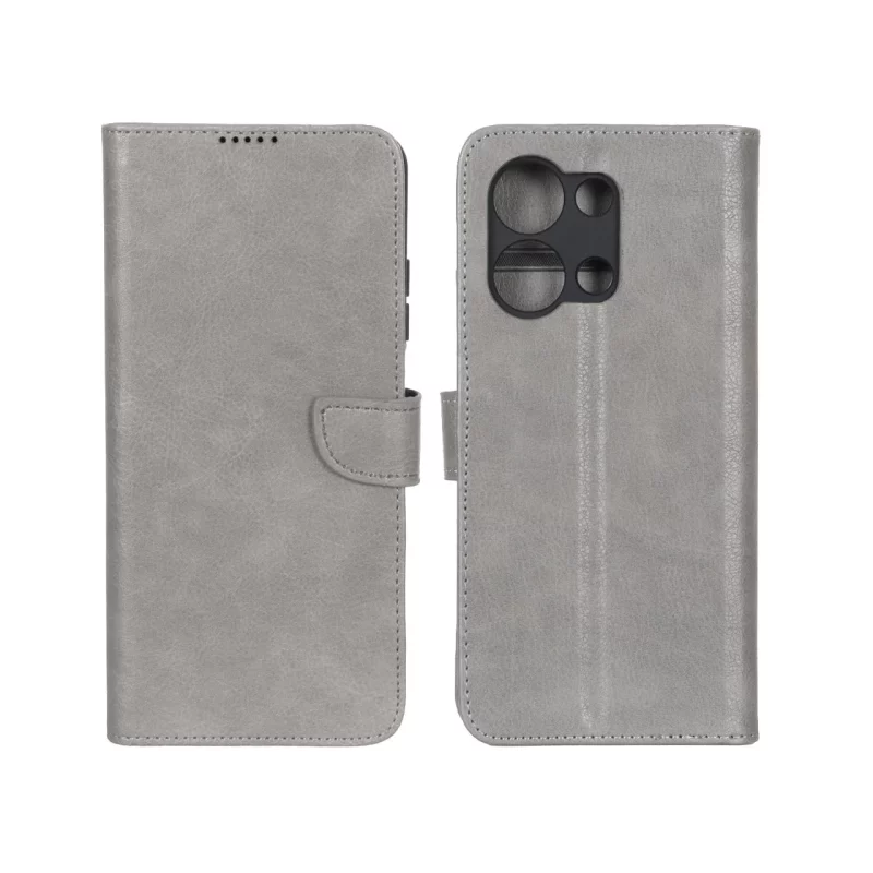 کیف چرمی موبایل مگنتی محافظ لنزدار KRF مدل Xiaomi Redmi 15C / Poco C85 - طوسی - تصویر 2